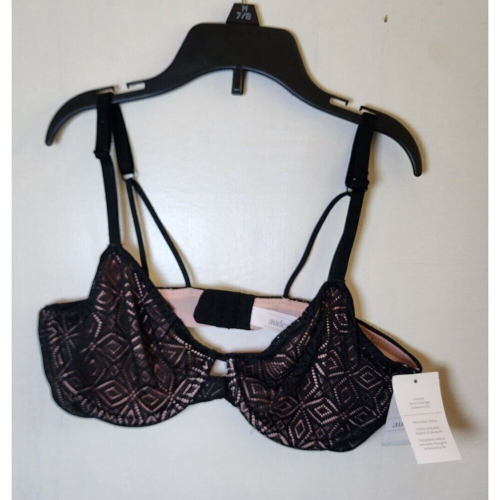 New Auden Women's Black & Pink Lace underwire Adjustable Straps Bra Size 34B